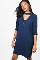 Boohoo Michelle Lace Up Front Sweat Dress