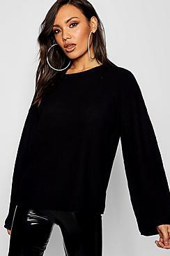 Boohoo Fisherman Jumper With Flared Sleeve