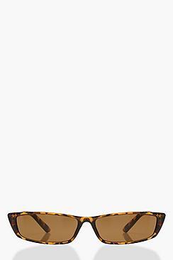 Boohoo Flat Top Tortoiseshell Sunglasses With Pouch