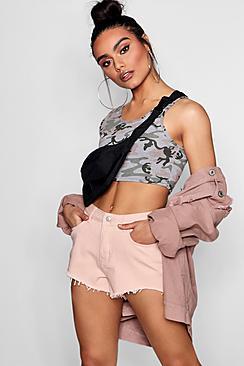 Boohoo Harriet High Waist Denim Mom Shorts