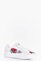 Boohoo Jessica Floral Embroidered Lace Up Trainer