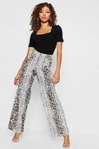 Boohoo Pocket Front Snake Print Wide Leg Trousers