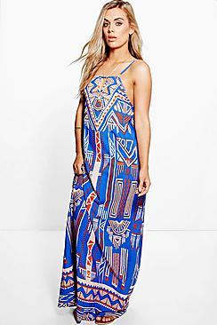 Boohoo Plus Jane Printed Woven Maxi Dress