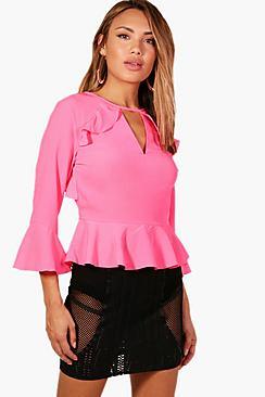 Boohoo Ruffle Woven Frill Trim Top