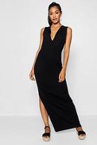 Boohoo Plunge Front Jersey Maxi Dress