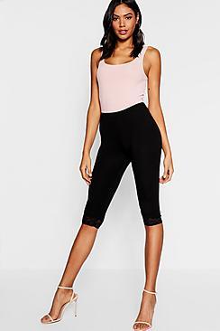 Boohoo Lace Trim Cropped Leggings