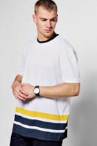 Boohoo Crew Neck Stripe Panel T-shirt White