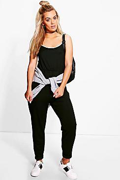 Boohoo Plus Melanie Sport Tipped Jumpsuit