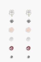 Boohoo Tia Shamrock Mixed Stud Earring Set Multi