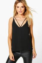 Boohoo Millie Caged Strappy Woven Cami Black