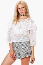 Boohoo Lucy Lace Ruffle Top