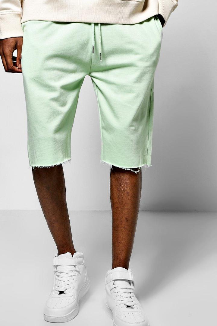 Boohoo Raw Edge Jersey Shorts Mint