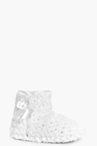 Boohoo Keira Sequin Bootie Slippers White