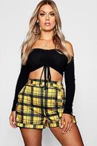 Boohoo Plus Check Tie Waist Shorts