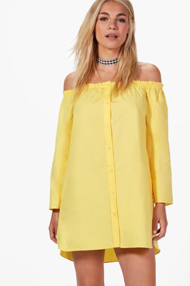 Boohoo Lily Off The Shoulder Tunic Yellow