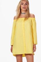 Boohoo Lily Off The Shoulder Tunic Yellow
