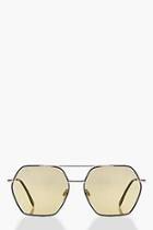 Boohoo Hexagon Tinted Lense Aviator Sunglasses