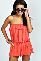 Boohoo Ida Bandeau Ruffle Jersey Playsuit