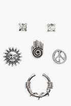 Boohoo Millie Boho Hand & Sun Mixed Stud Pack