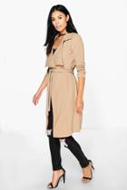 Boohoo Nicole Belted Duster Camel