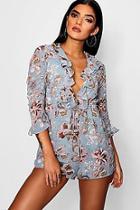 Boohoo Floaty Ruffle Floral Playsuit