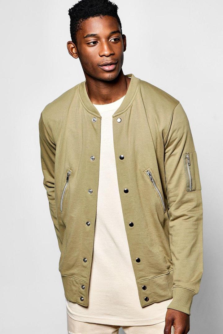 Boohoo Ma1 Jersey Baseball Bomber Khaki