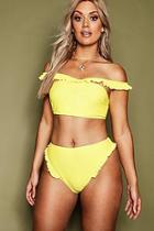 Boohoo Plus Frill Hem Badeau High Waist Bikini