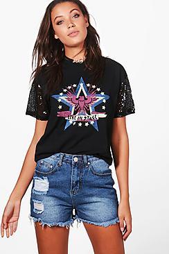 Boohoo Tall Suri Distressed Frayed Denim Shorts