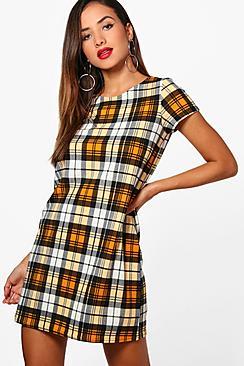 Boohoo Alicia Check Shift Dress