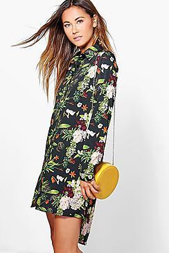 Boohoo Hollie Floral Shirt Dress