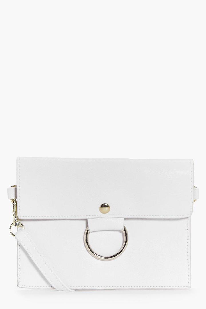 Boohoo Rachel Loop Detail Cross Body Bag White