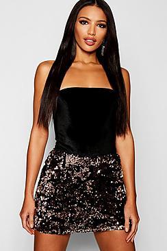 Boohoo Velvet Sequin Mini Skirt