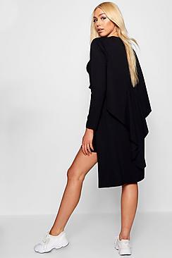 Boohoo Hollie Ruffle Back Longline Duster Jacket
