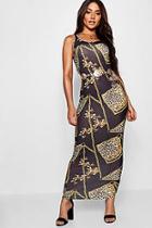 Boohoo Leopard + Chain Print Maxi Dress