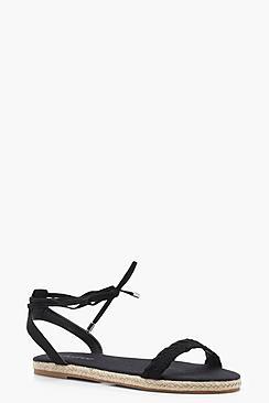 Boohoo Lilly Espadrille Wrap Up Sandals