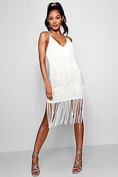 Boohoo Tassle Bodycon Mini Dress