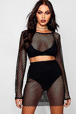 Boohoo Halloween Fishnet Mini Skirt