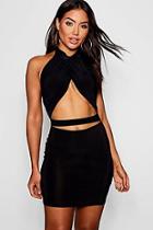 Boohoo Lily Cross Front Cut Out Bodycon Dress