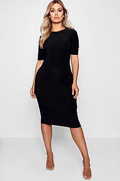 Boohoo Plus Amy Slinky Short Sleeve Midi Bodycon Dress