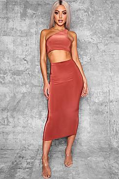 Boohoo Lucie High Waist Slinky Fitted Midaxi Skirt