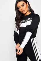Boohoo Allie Panelled Stripe Cropped Sweat Top
