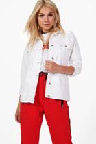 Boohoo Regina Longline Oversized Jean Jacket White