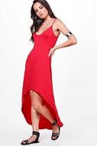 Boohoo Lola High Low Hem Strappy Maxi Dress