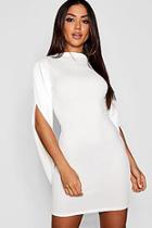 Boohoo High Neck Loop Round Sleeved Bodycon Dress