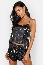 Boohoo Galaxy Star Satin Cami & Short Set