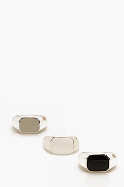 Boohoo Enamel Colour Signet Rings