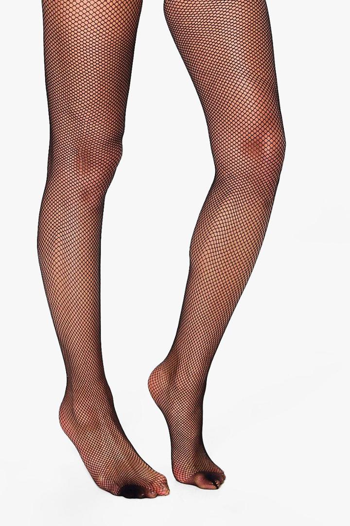 Boohoo Felicity Plain Top Fishnet Hold Ups Black