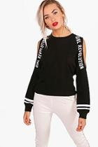 Boohoo Cold Shoulder Slogan T-shirt
