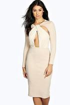 Boohoo Boutique Mya Twist Cut Out Front Midi Dress