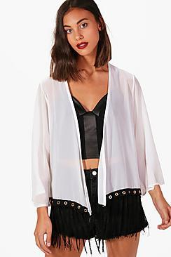 Boohoo Emily Woven Tassle Eyelet Kimono